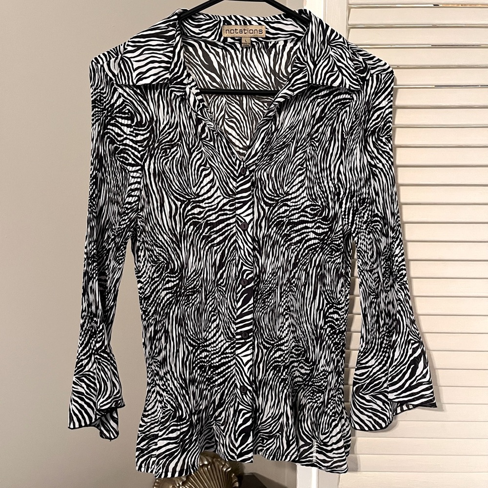 Notations Monochrome Zebra Button Down Shirt